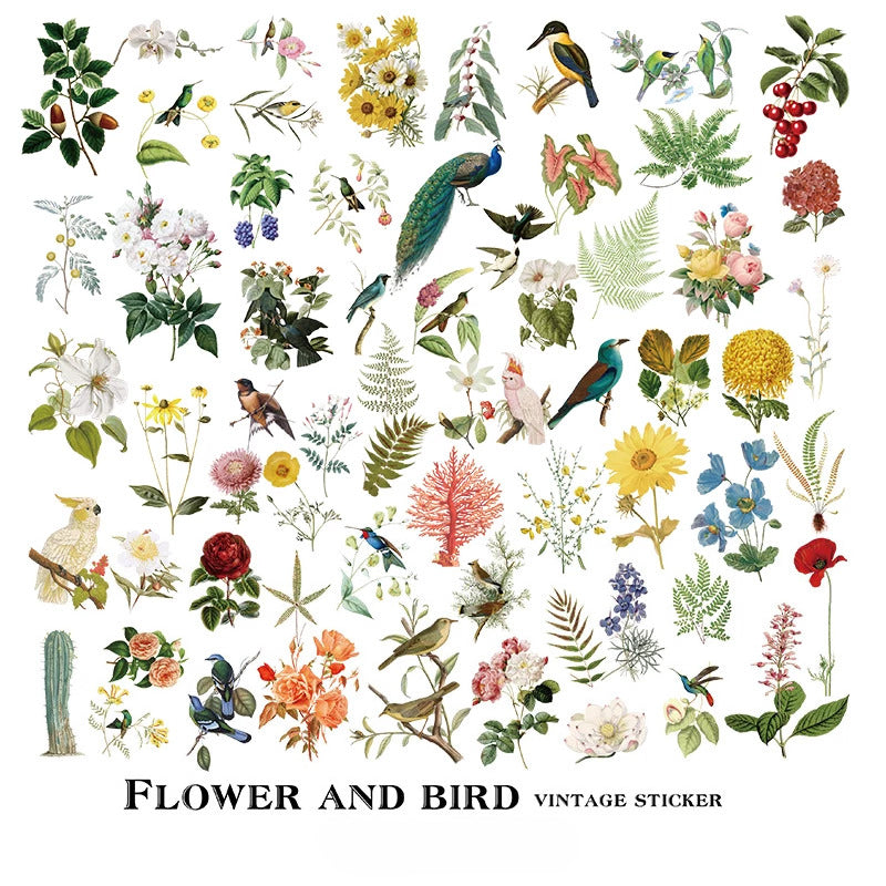 Flower and Bird Vellum Stickers