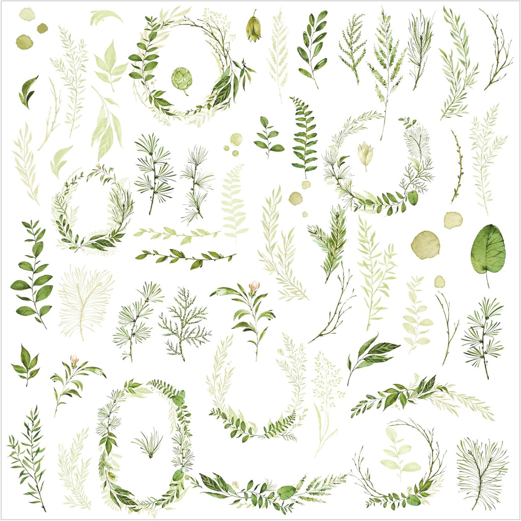 Fresh Green Leaves Vellum Stickers