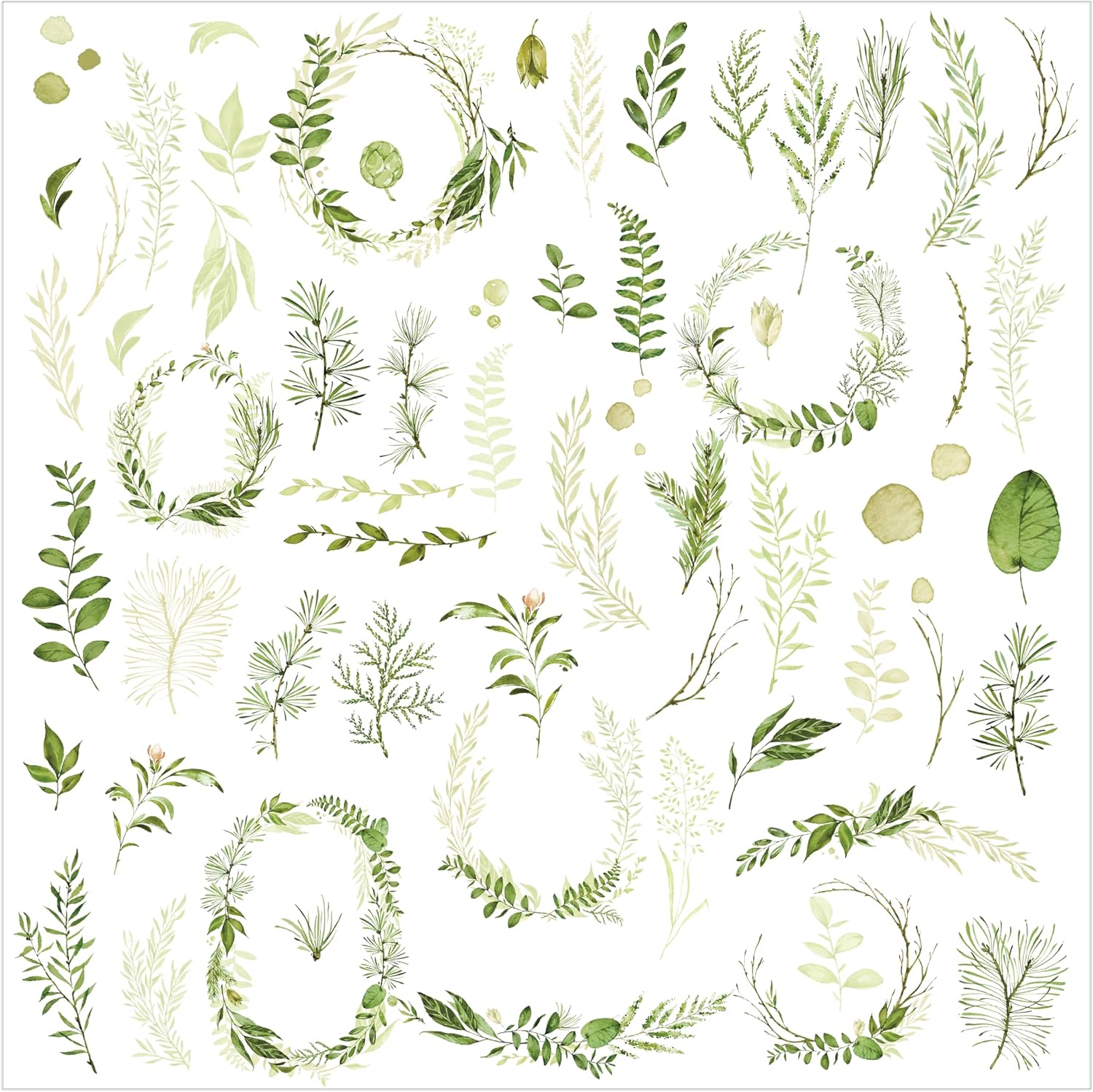 Fresh Green Leaves Vellum Stickers