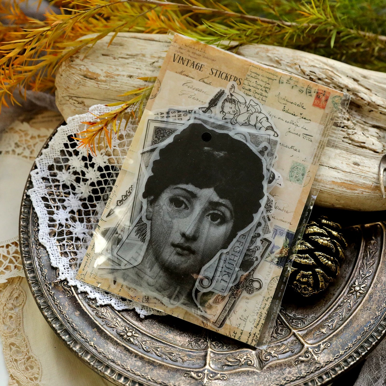 Black Retro Print Vellum Stickers