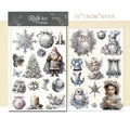 Silver Christmas Matte Rub-on Transfers 2 Small Sheets