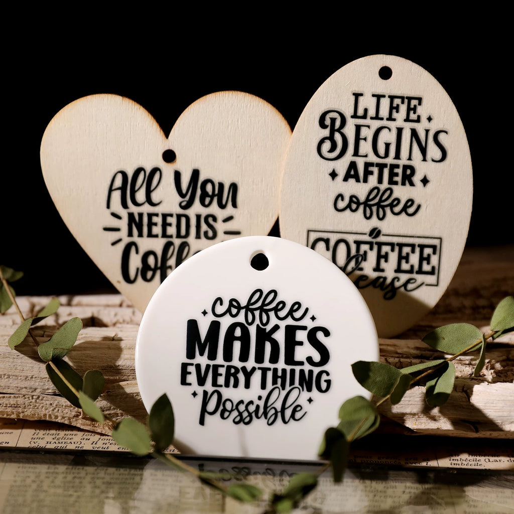 Coffee Phrases UV-DTF Rub-on Stickers