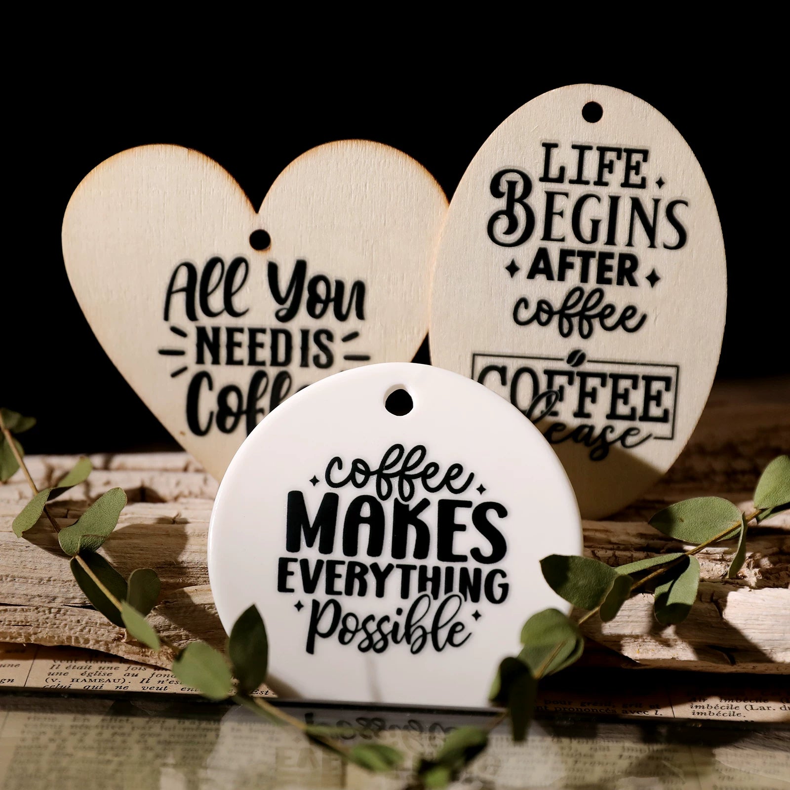 Coffee Phrases UV-DTF Rub-on Stickers