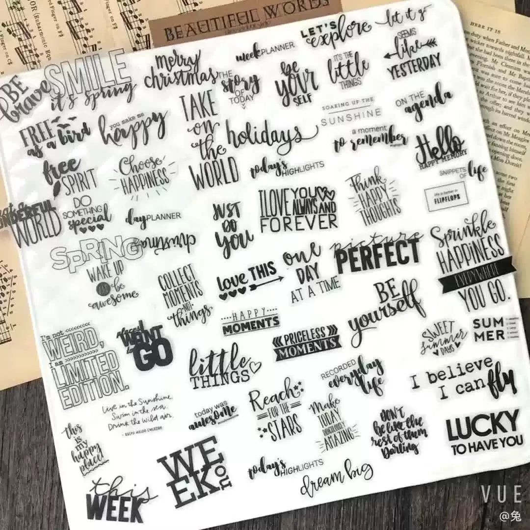 90PCS Positive Words and Phrases Vellum Stickers