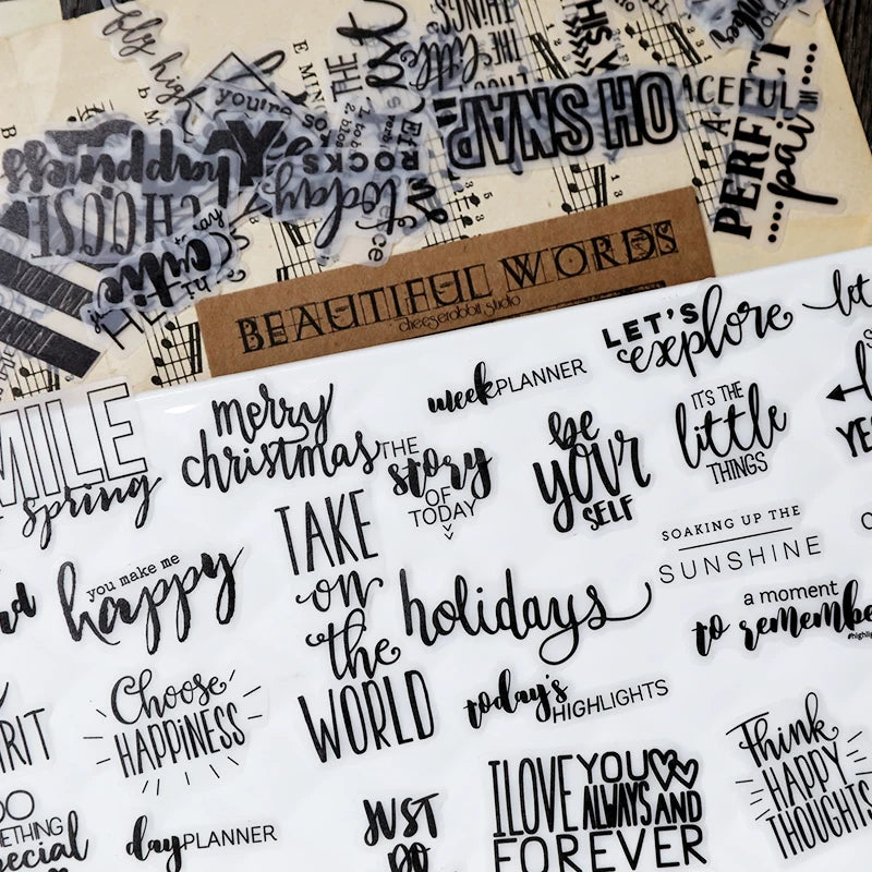 90PCS Positive Words and Phrases Vellum Stickers