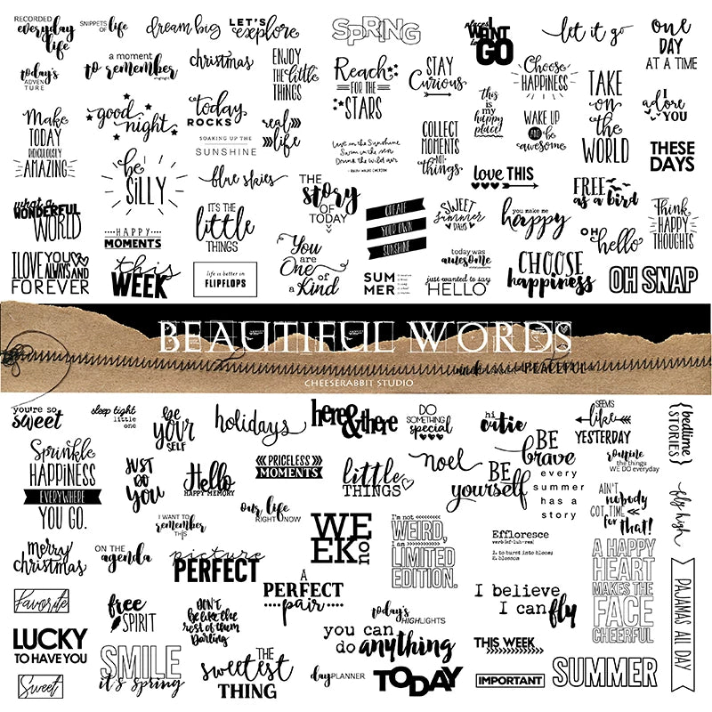 90PCS Positive Words and Phrases Vellum Stickers