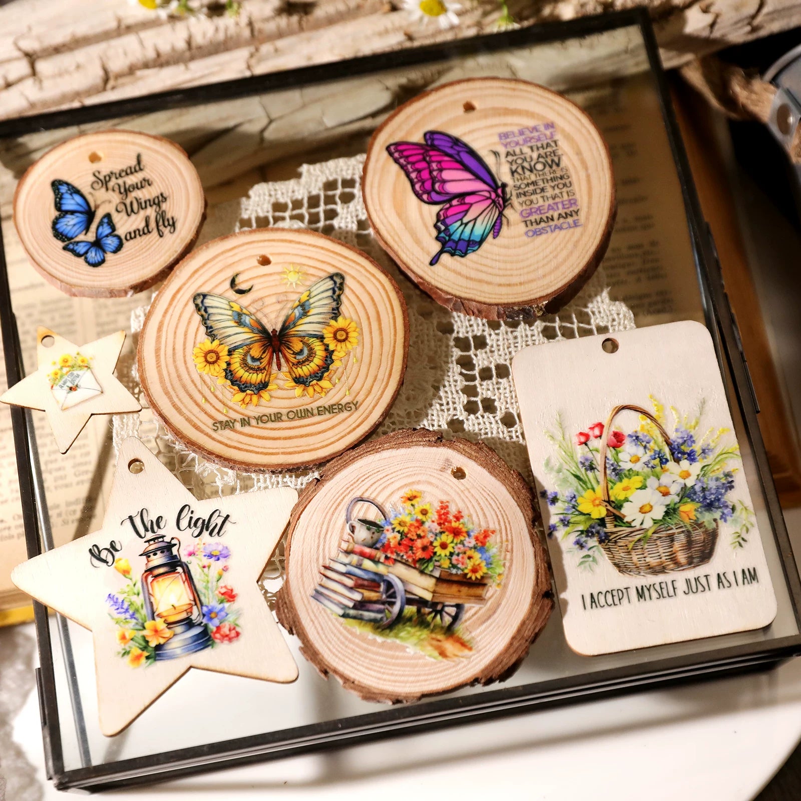 Butterflies Phrases UV-DTF Rub-on Stickers