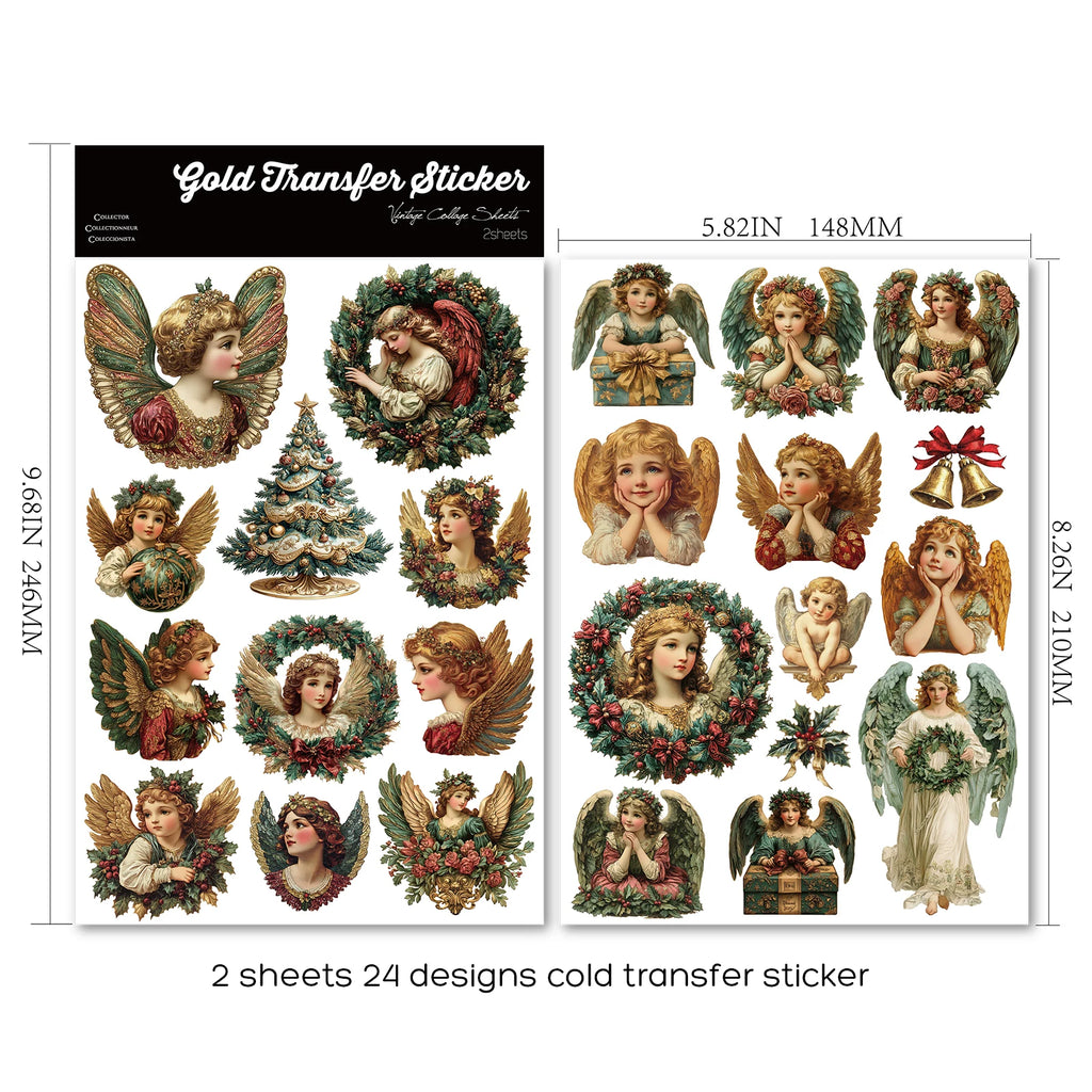 Angels UV-DTF Rub-on Stickers - Green Gold