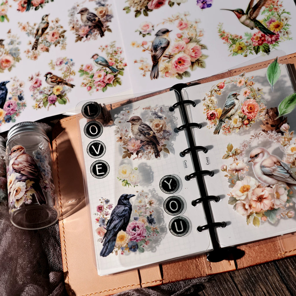 Flowers and Birds UV-DTF Rub-on Stickers
