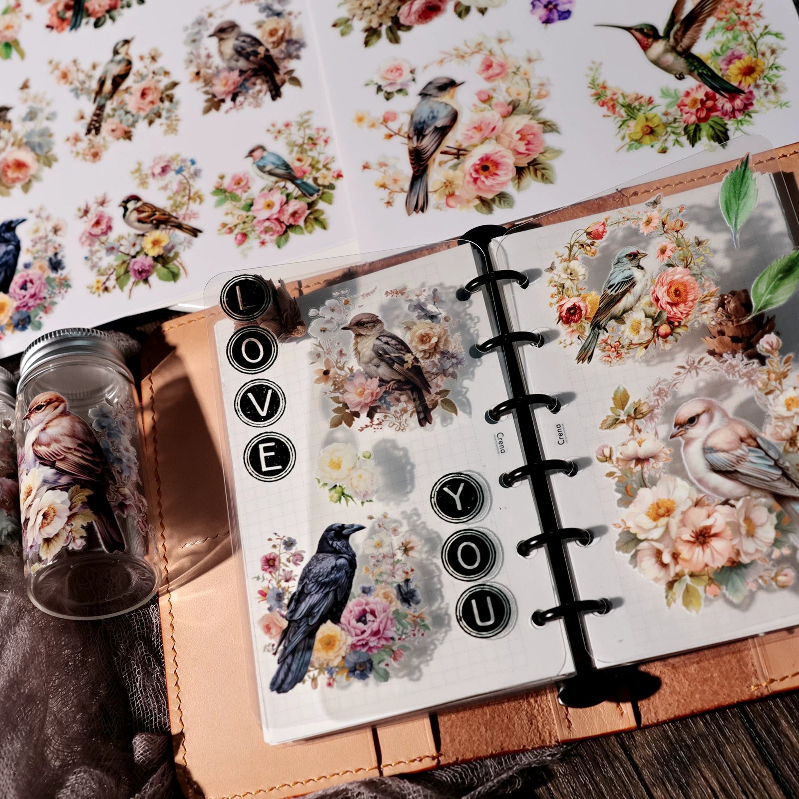 Flowers and Birds UV-DTF Rub-on Stickers