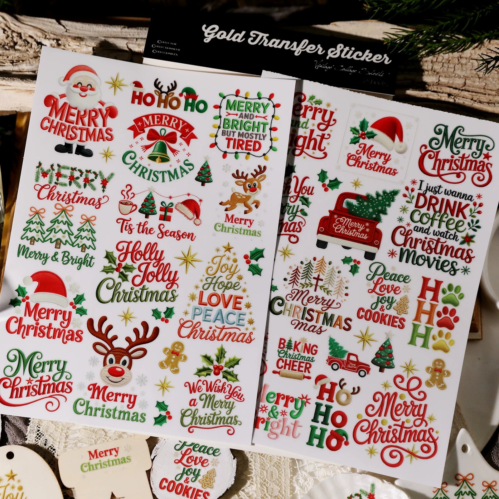 Christmas Embroidery  Quotes UV-DTF Rub-on Stickers