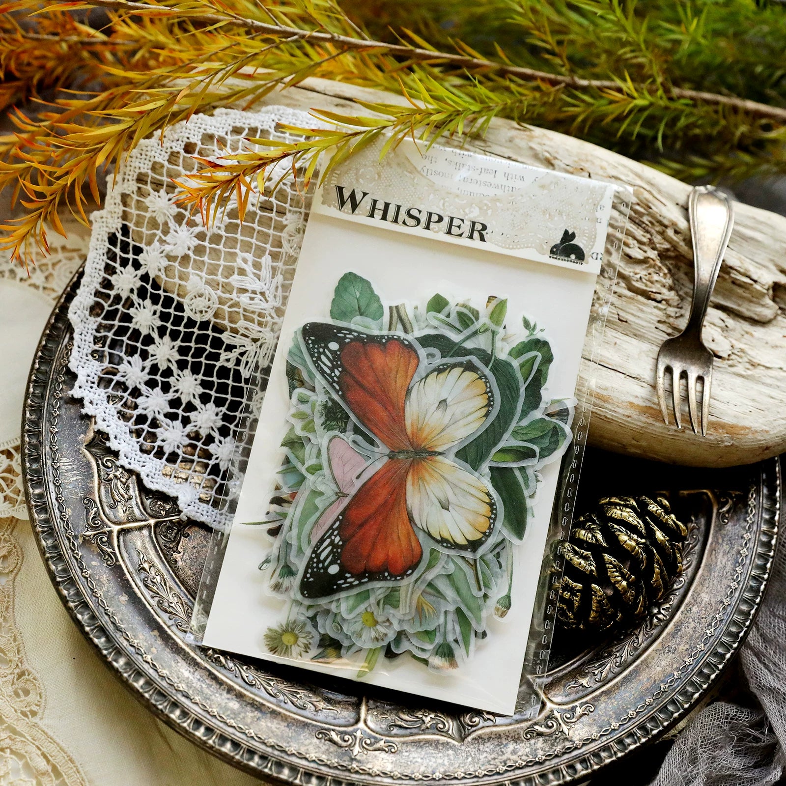 Tropical Plants and Butterflies Vellum Stickers