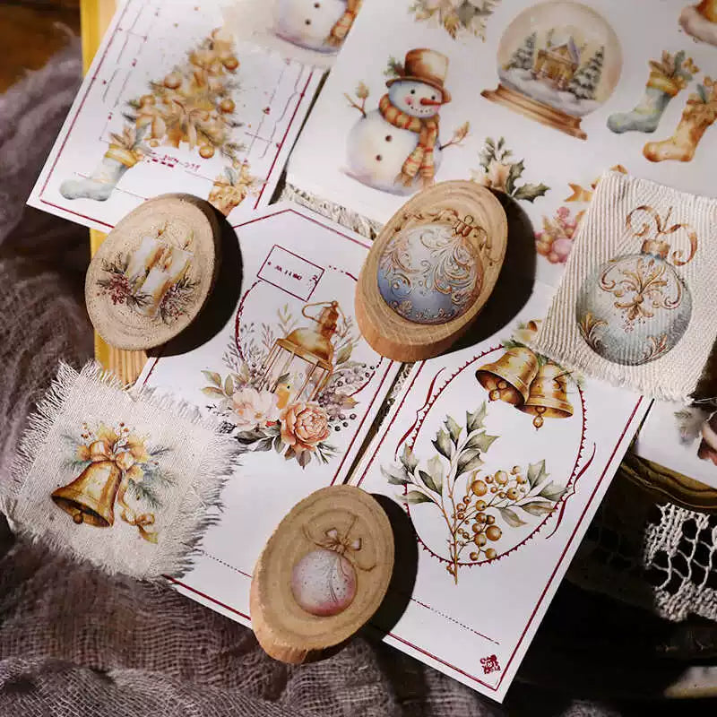Golden Christmas Matte Rub-on Transfers 2 Small Sheets