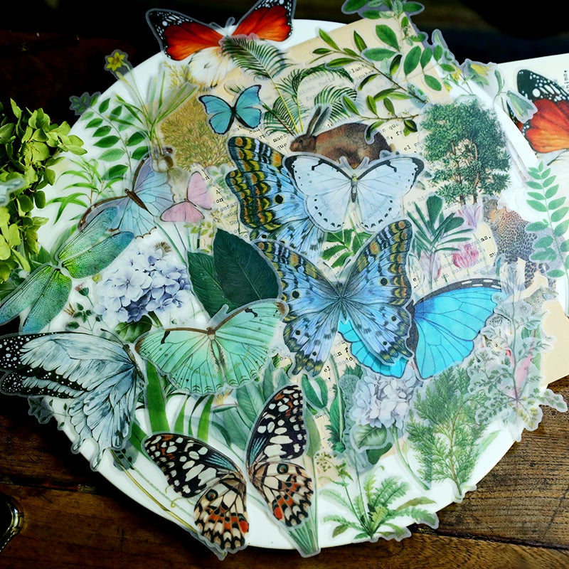 Tropical Plants and Butterflies Vellum Stickers