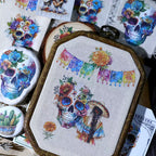 Day of the Dead Halloween Skull Matte Rub-on Transfers 2 Small Sheets