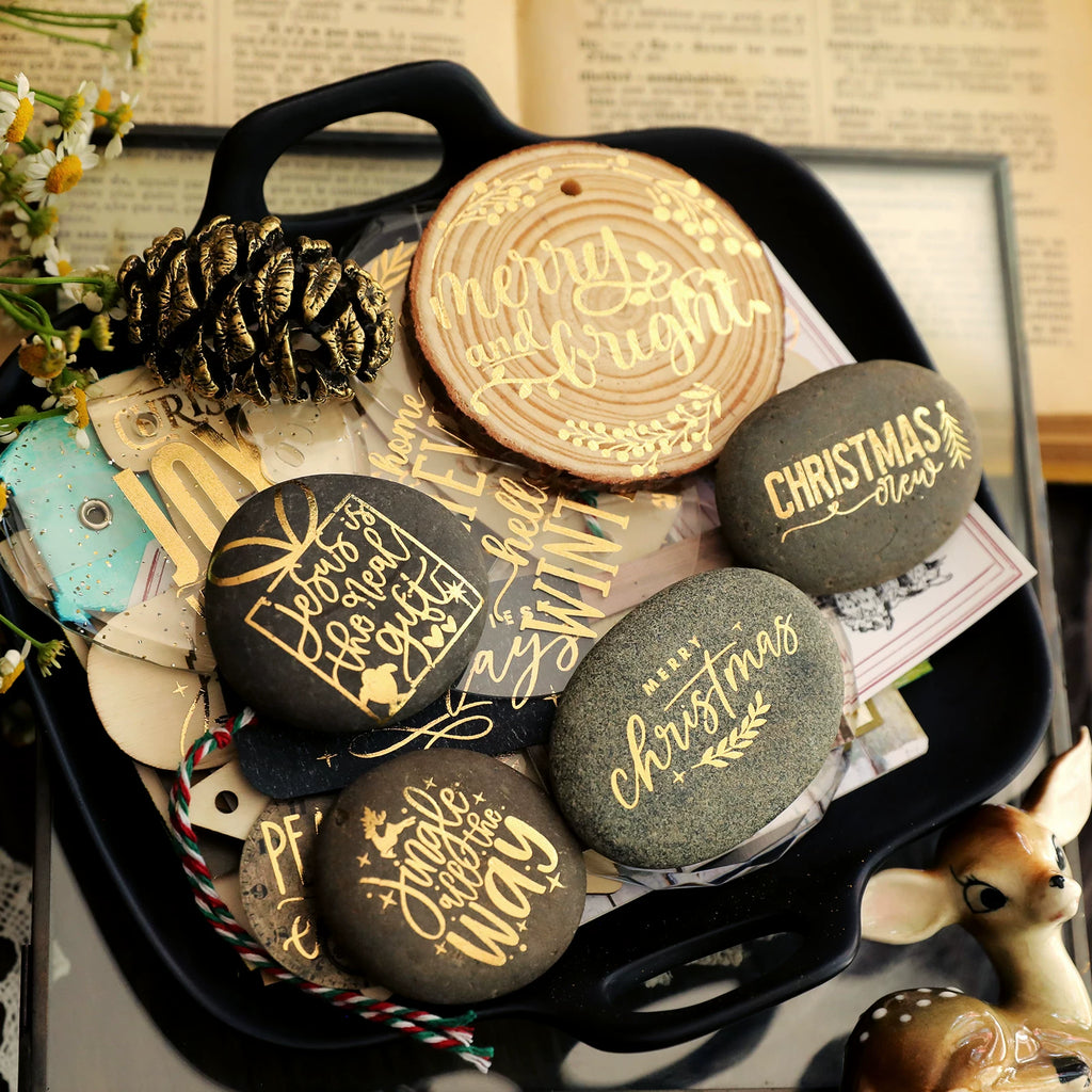 Gold Foil Christmas Rub-on Transfer Stickers