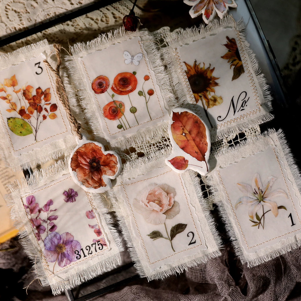 Autumn Dried Flowers Matte Rub-on Transfers
