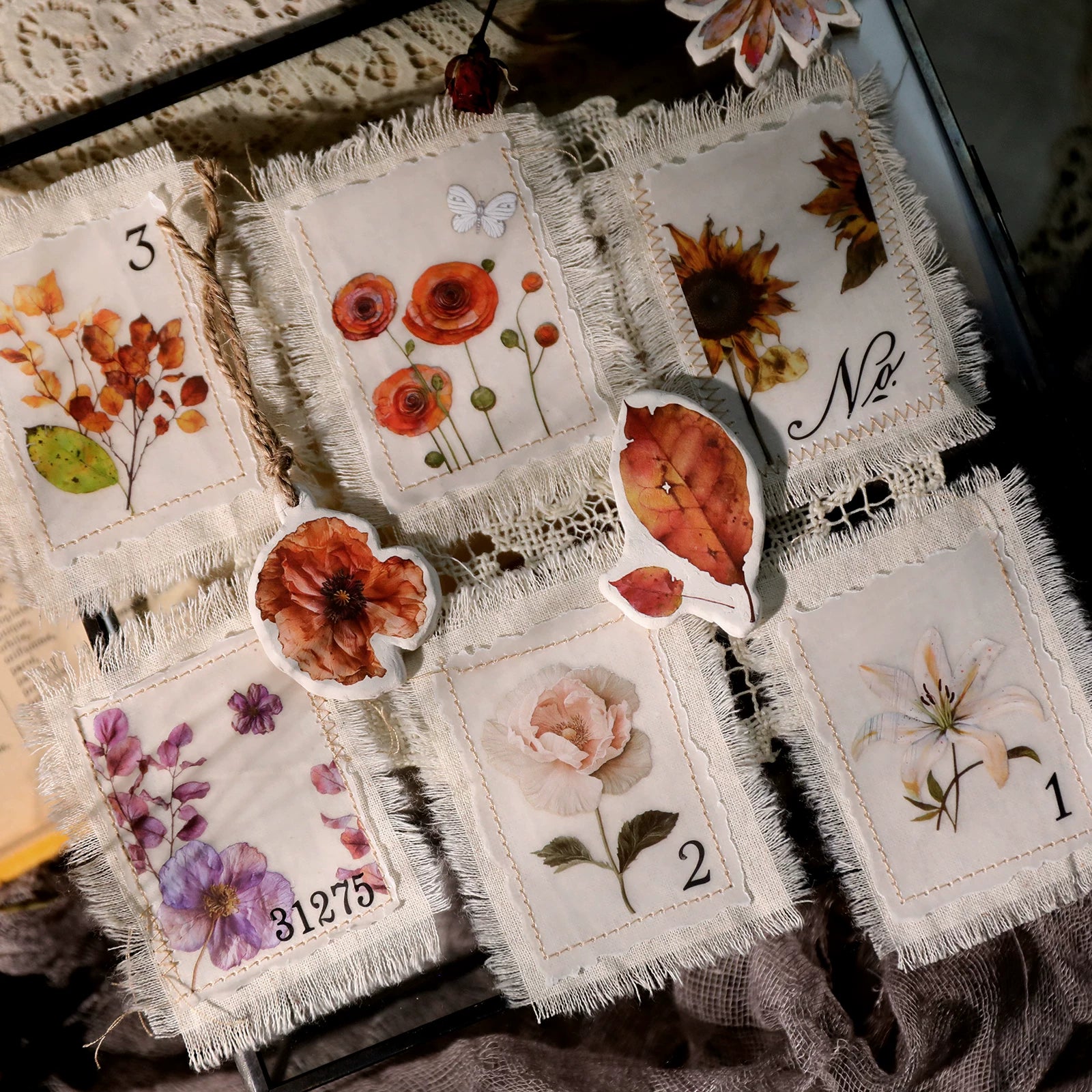 Autumn Dried Flowers Matte Rub-on Transfers