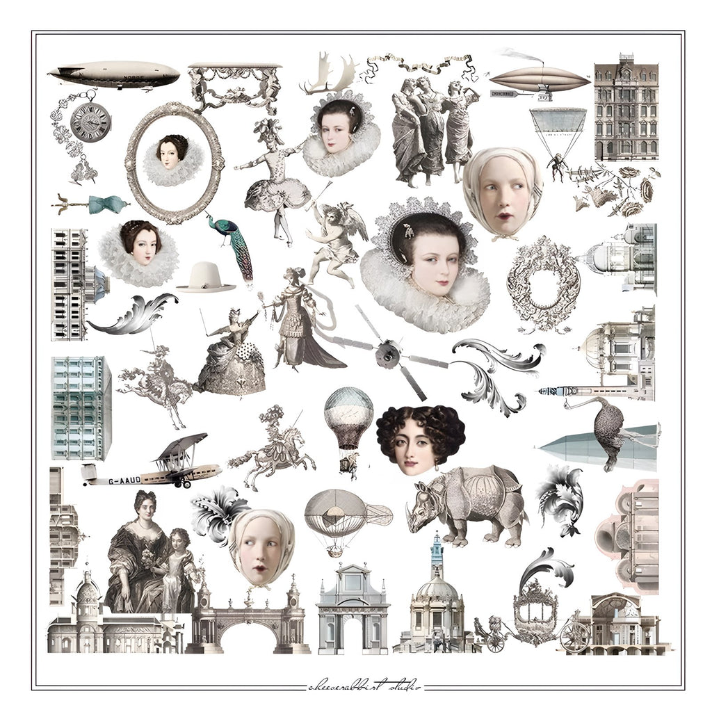 Classical Copperplate Prints Vellum Stickers