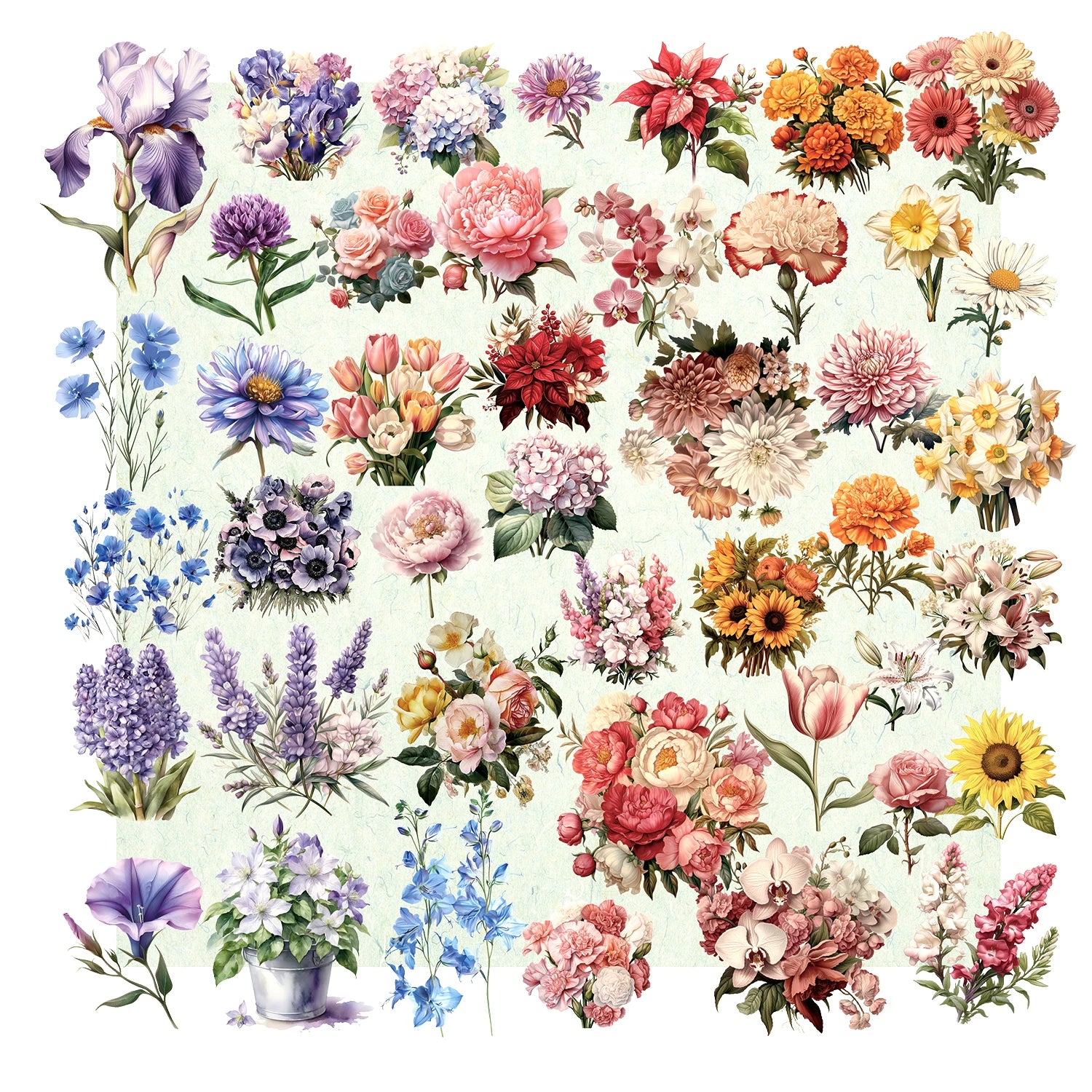 Blooming Flowers Vellum Stickers