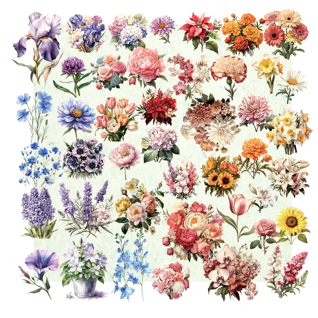 Blooming Flowers Vellum Stickers