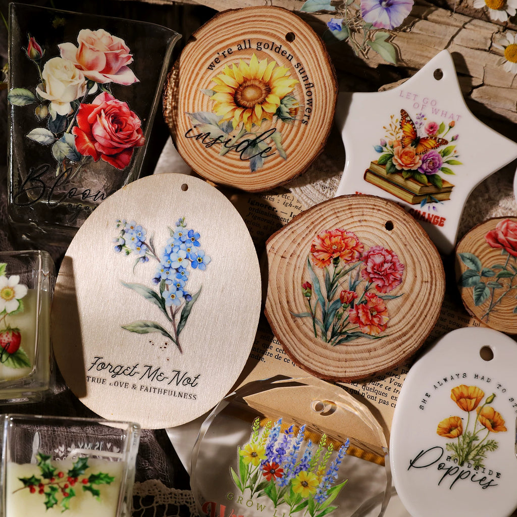 Flower Phrases UV-DTF Rub-on Stickers