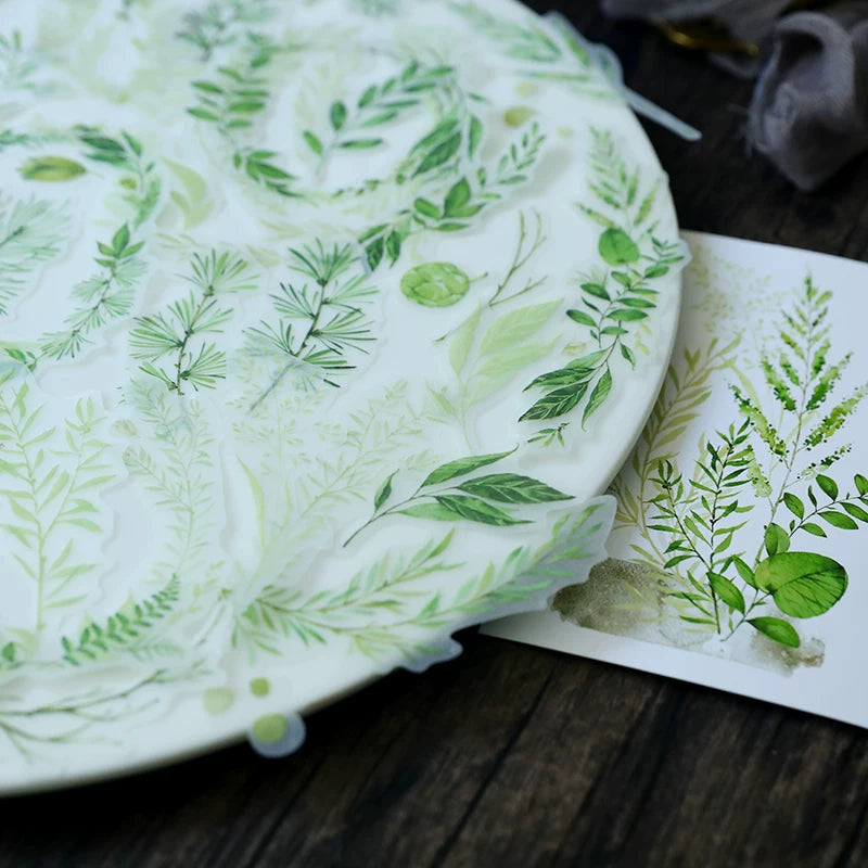 Fresh Green Leaves Vellum Stickers