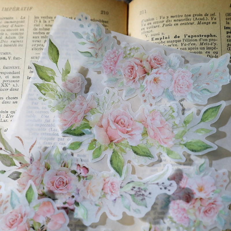 Pink Roses Vellum Stickers