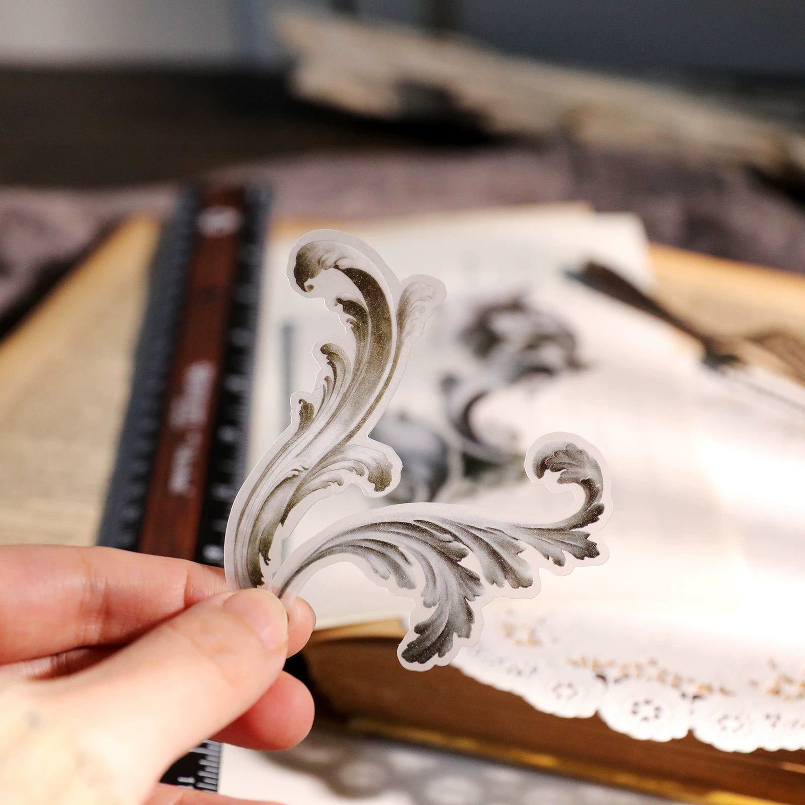 Classical Copperplate Prints Vellum Stickers