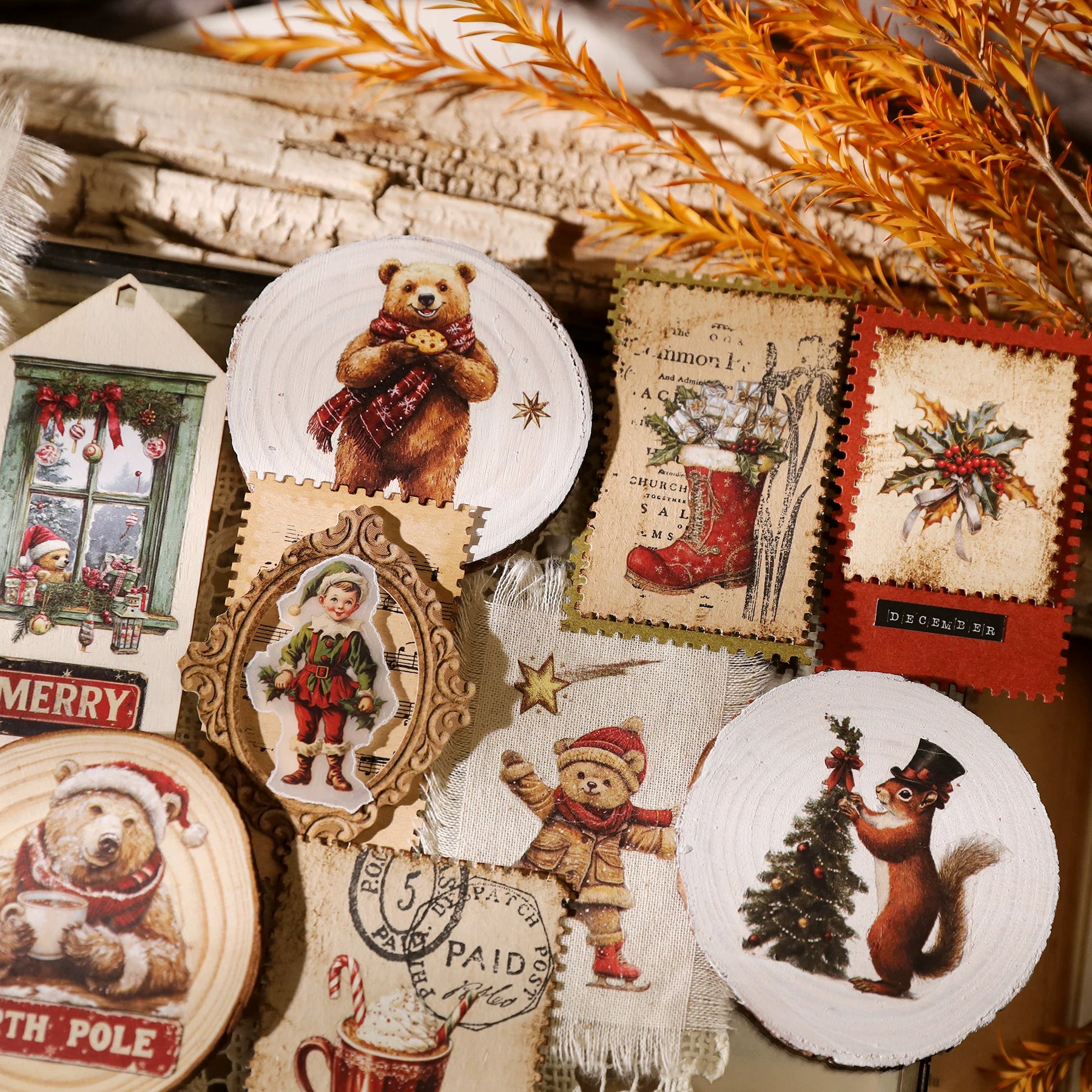 Christmas Matte Rub-on Transfers 2 Small Sheets
