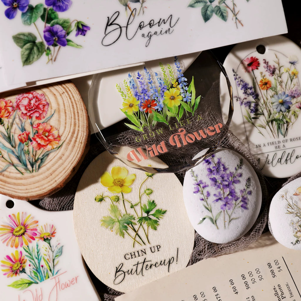 Flower Phrases UV-DTF Rub-on Stickers