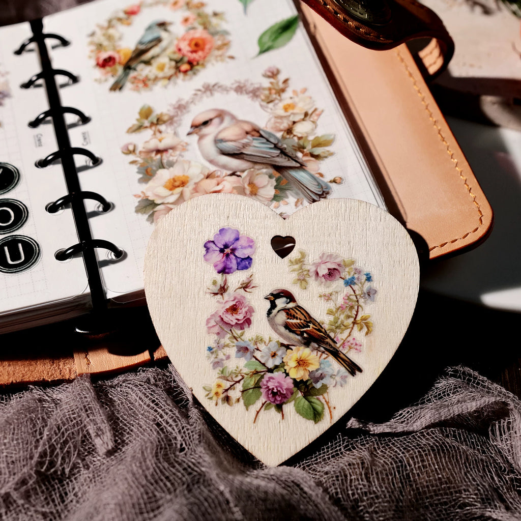 Flowers and Birds UV-DTF Rub-on Stickers
