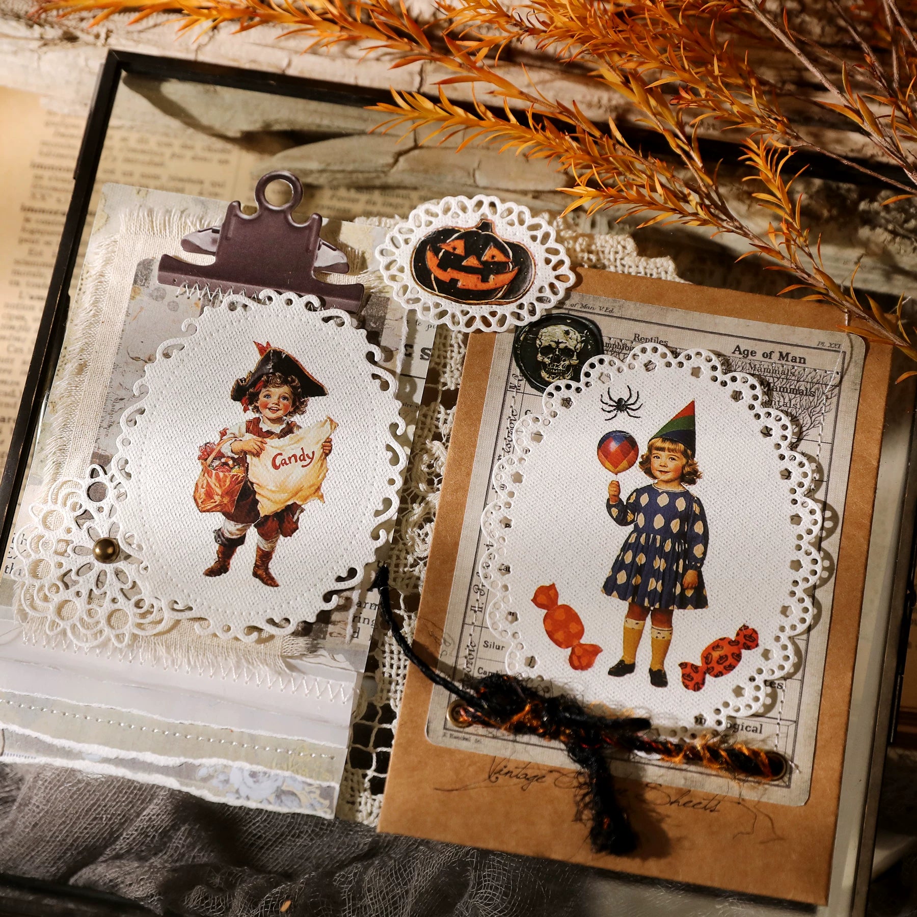 Halloween Matte Rub-on Transfers 2 Small Sheets -Pumpkin