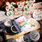Christmas Leaf Quotes UV-DTF Rub-on Stickers