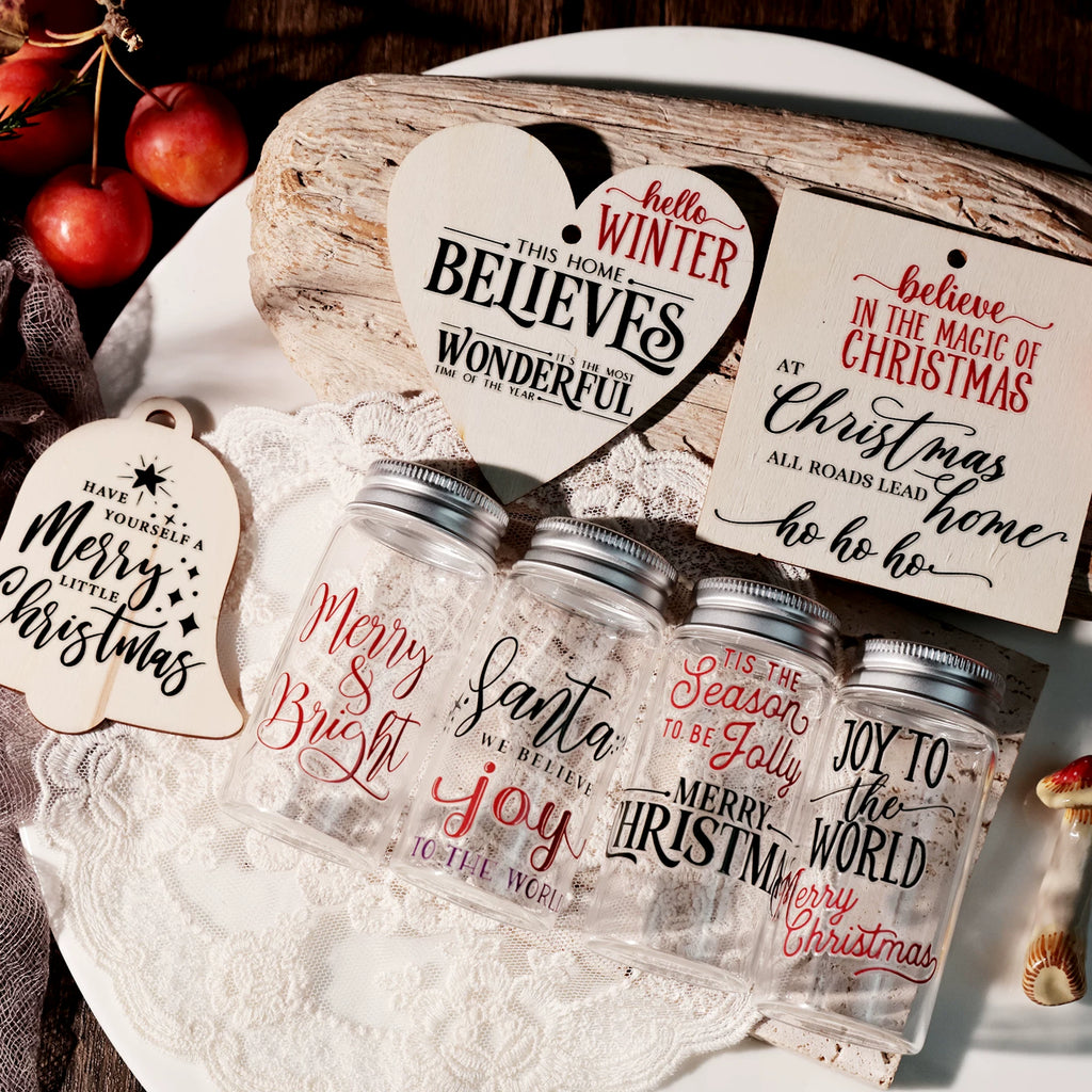 Christmas Black and Red Quotes UV-DTF Rub-on Stickers