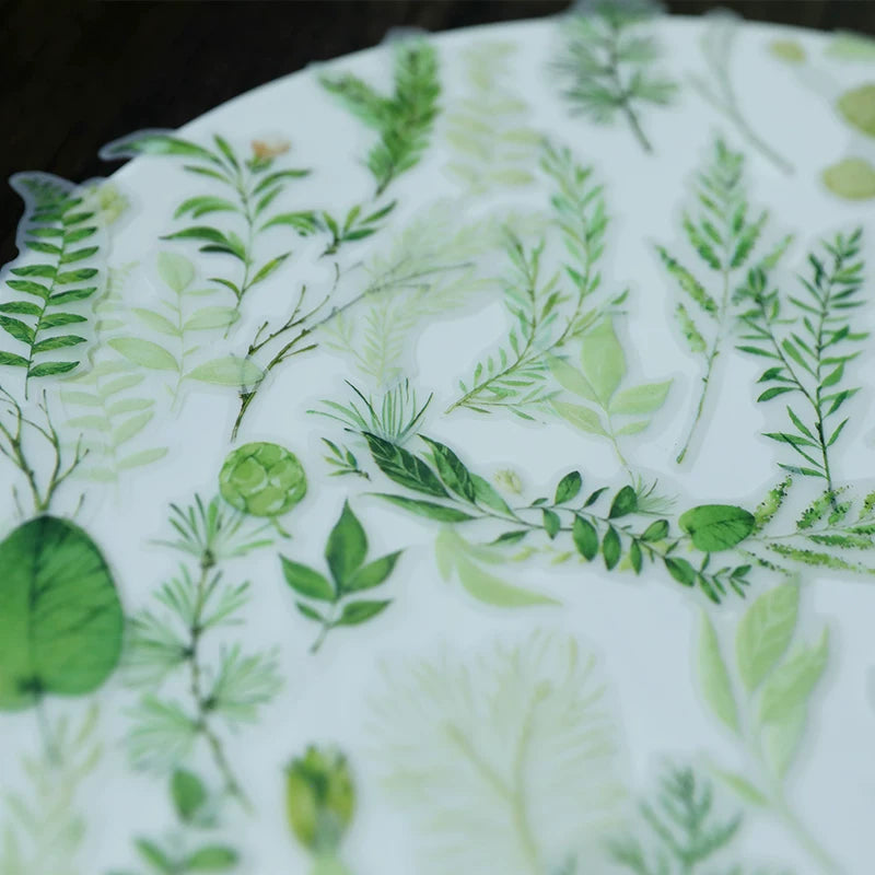 Fresh Green Leaves Vellum Stickers