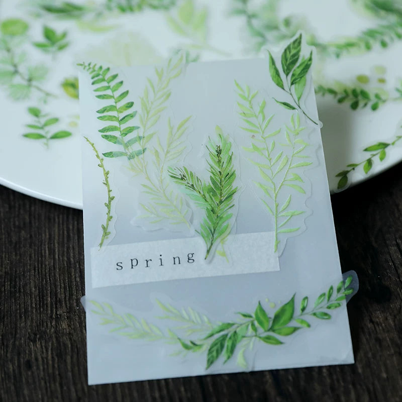 Fresh Green Leaves Vellum Stickers