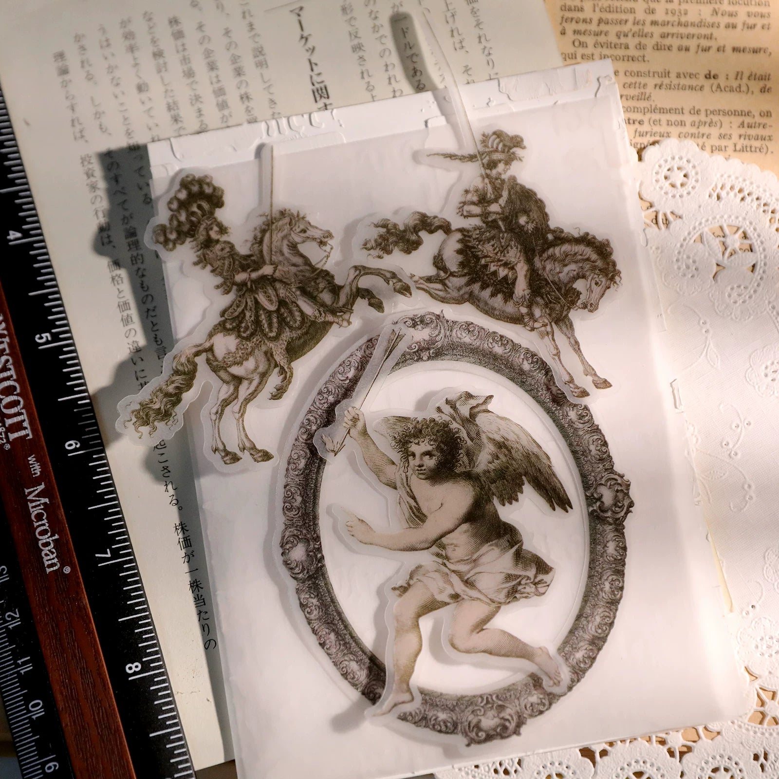 Classical Copperplate Prints Vellum Stickers