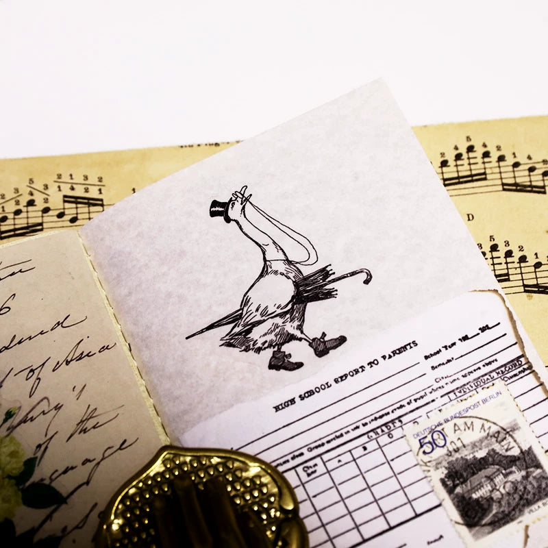 Black Retro Print Vellum Stickers