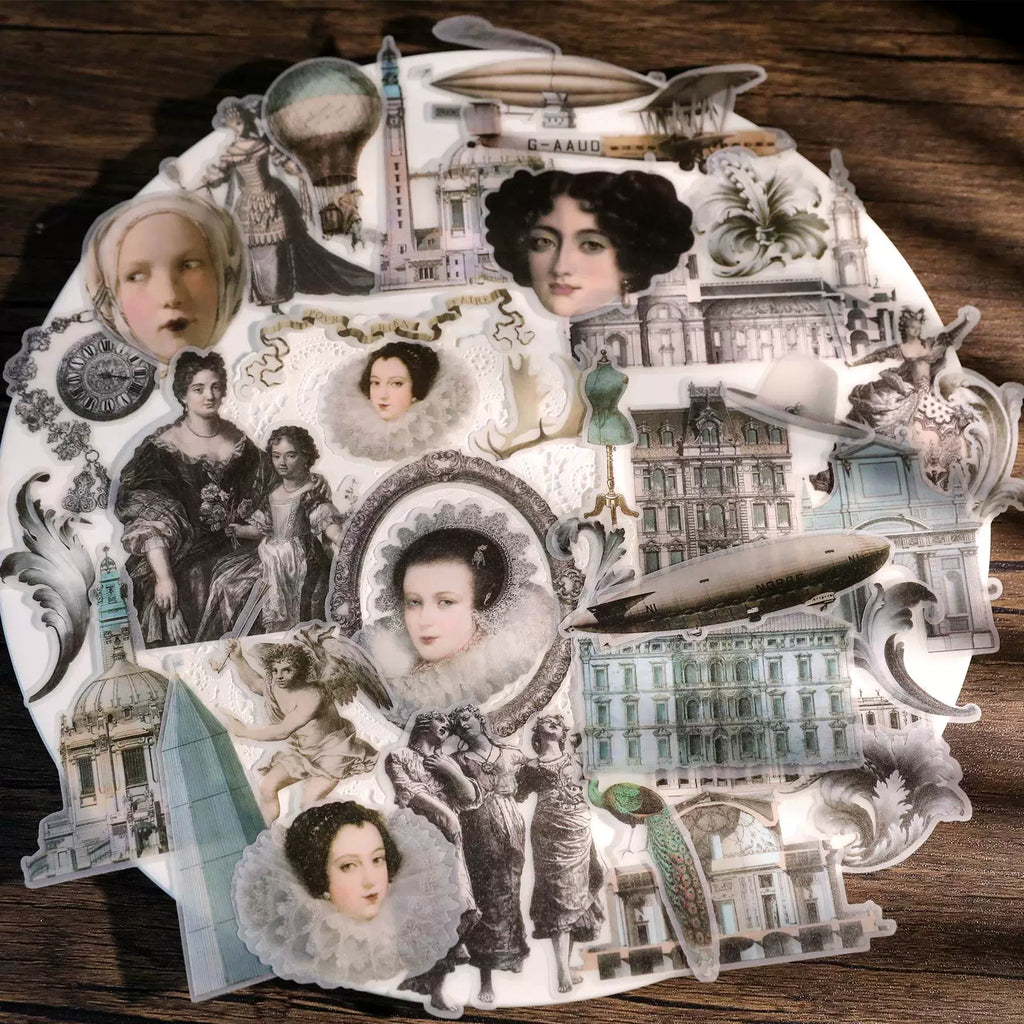 Classical Copperplate Prints Vellum Stickers