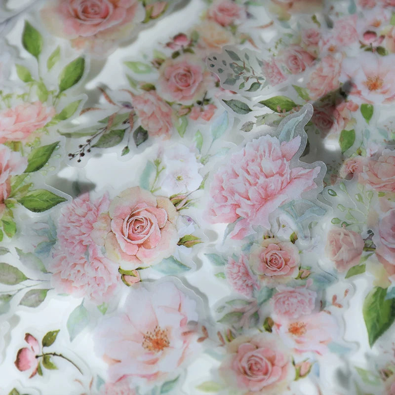 Pink Roses Vellum Stickers