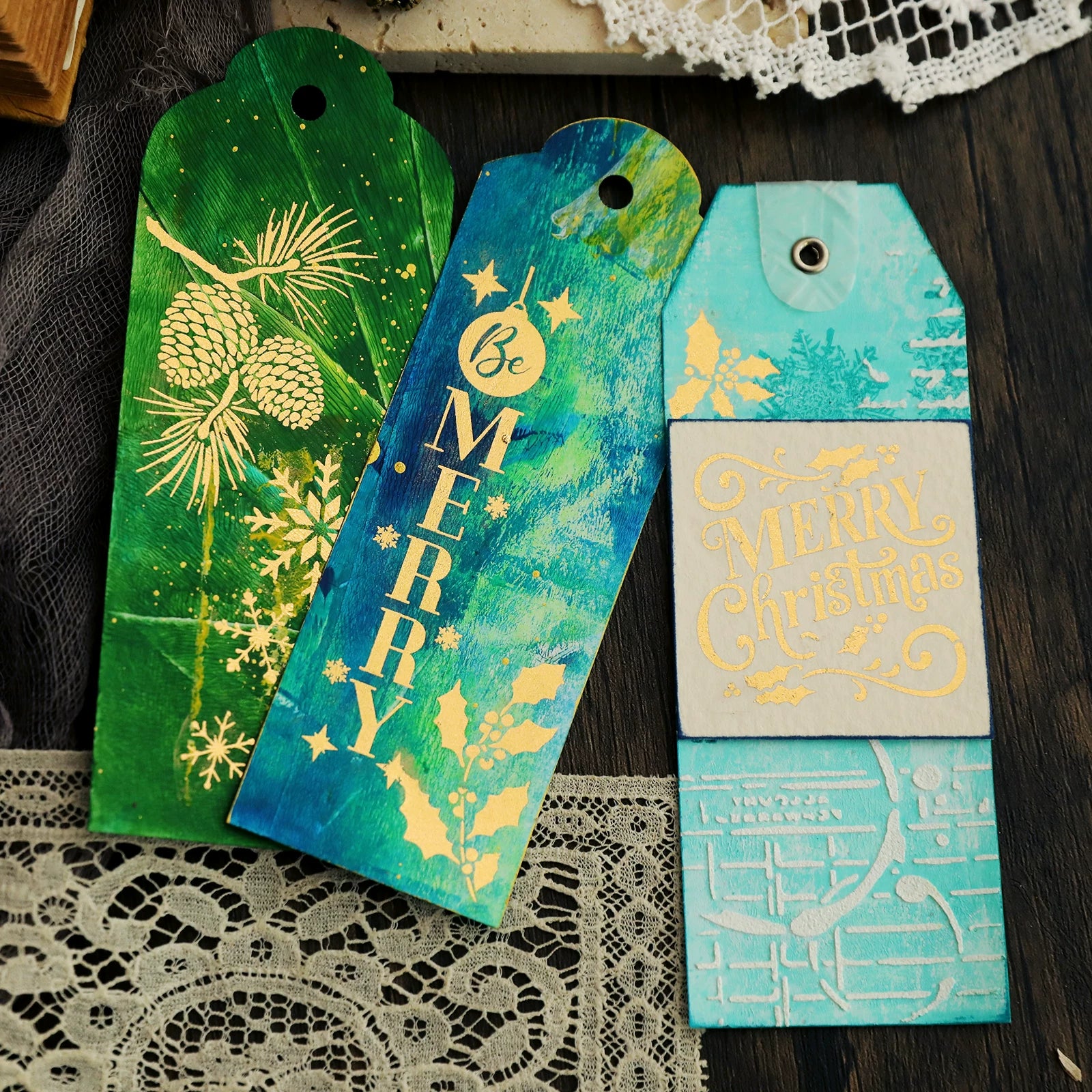 Gold Foil Christmas Rub-on Transfer Stickers