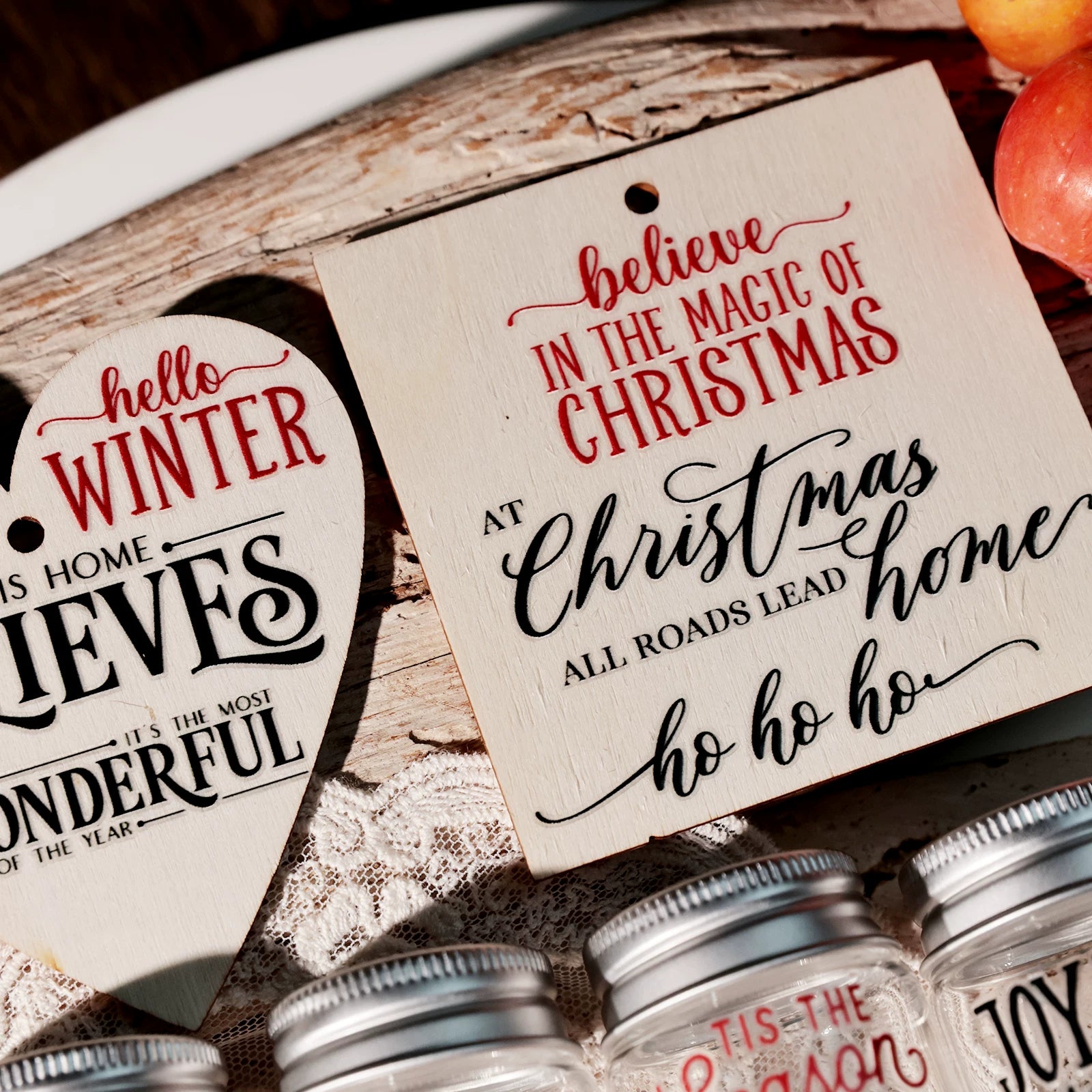 Christmas Black and Red Quotes UV-DTF Rub-on Stickers