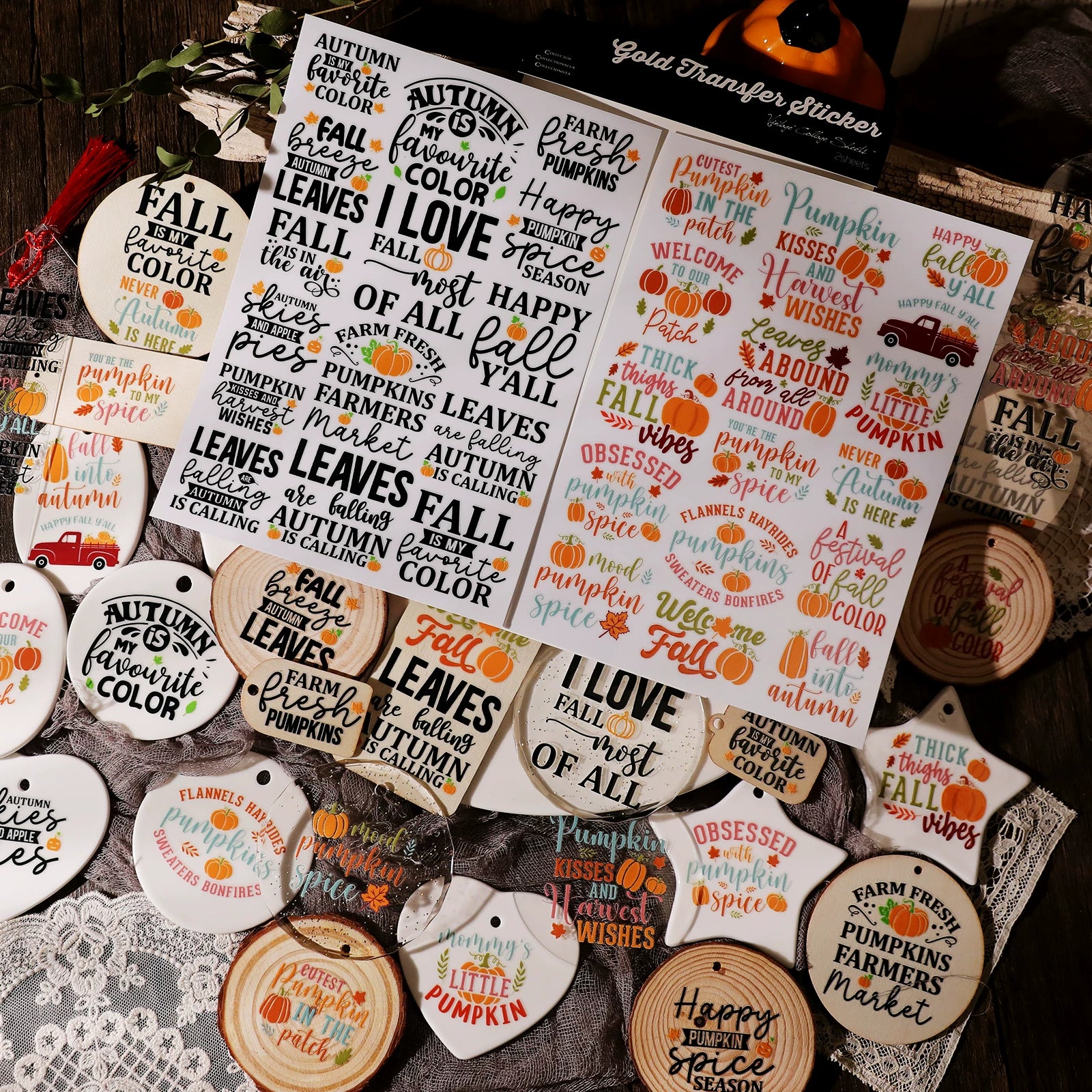 Thanksgiving Quotes UV-DTF Rub-on Stickers