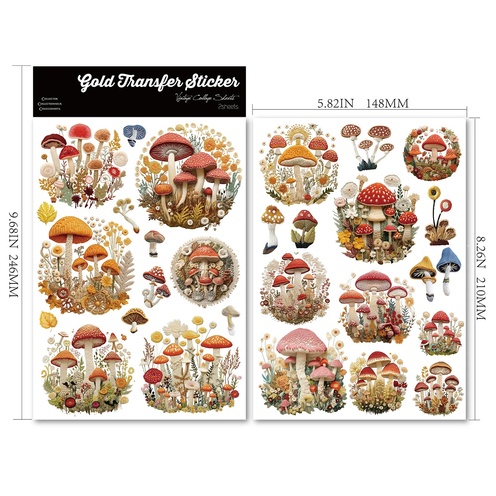 Mushrooms UV-DTF Rub-on Stickers