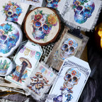 Day of the Dead Halloween Skull Matte Rub-on Transfers 2 Small Sheets