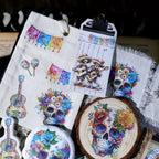 Day of the Dead Halloween Skull Matte Rub-on Transfers 2 Small Sheets