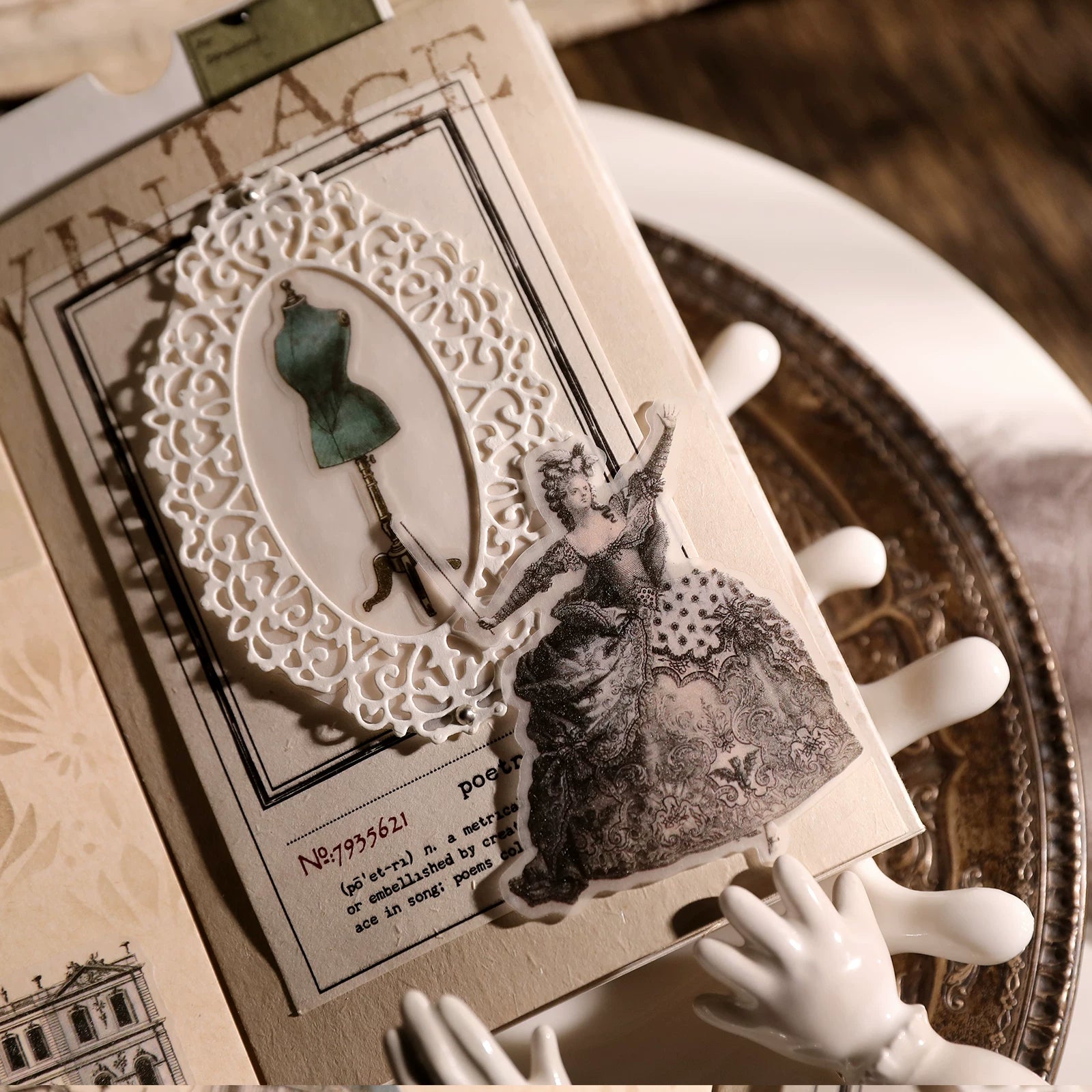 Classical Copperplate Prints Vellum Stickers