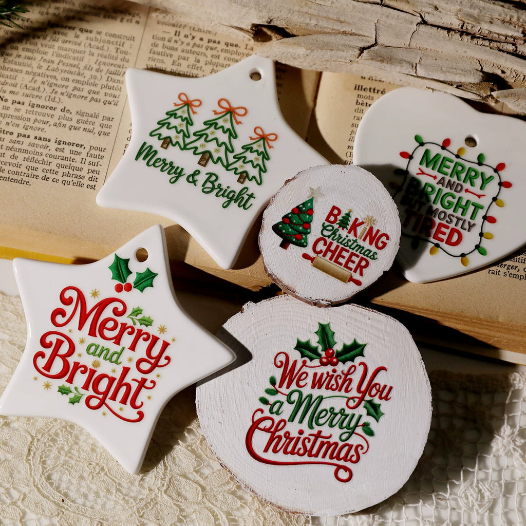Christmas Embroidery  Quotes UV-DTF Rub-on Stickers