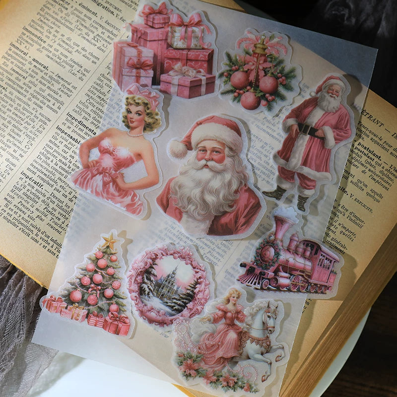 Pink Christmas Vellum Stickers
